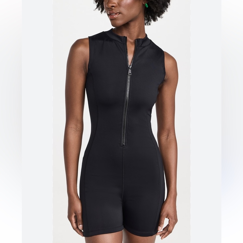 Good American Compression Zip Up Swimsuit black size 4/ size L